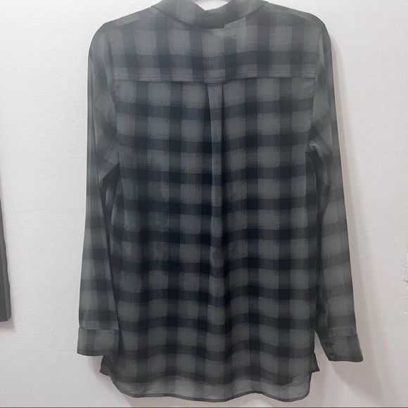 Halogen, Long-Sleeve, Sheer, Button-up, Size Small, Black Plaid - Picture 5 of 12